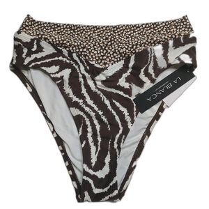 NWT La Blanca High Waisted Zebra Print Swim Bottom Size 8 Java LB3ZG99 Bikini